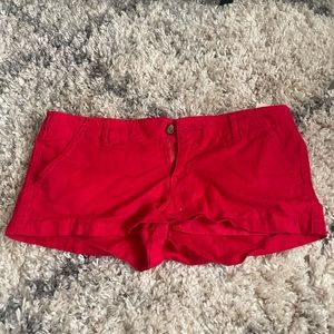 Red Hollister Shorts Low Waisted. Size 9 lightly worn